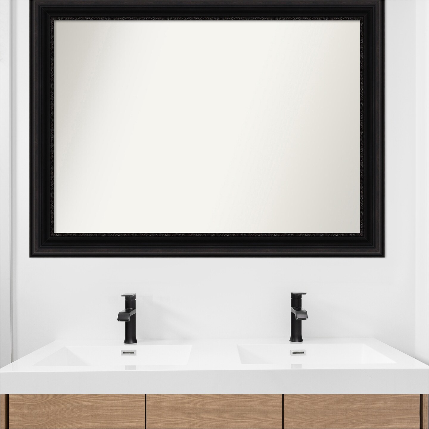 Parlor Black Non-Beveled Custom Framed Bathroom Vanity Wall Mirror