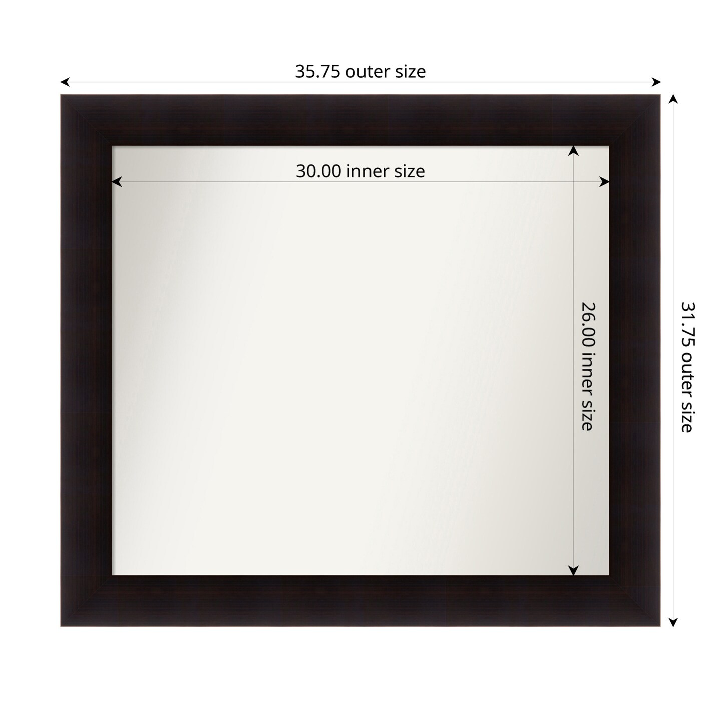 Portico Espresso Non-Beveled Custom Framed Bathroom Vanity Wall Mirror