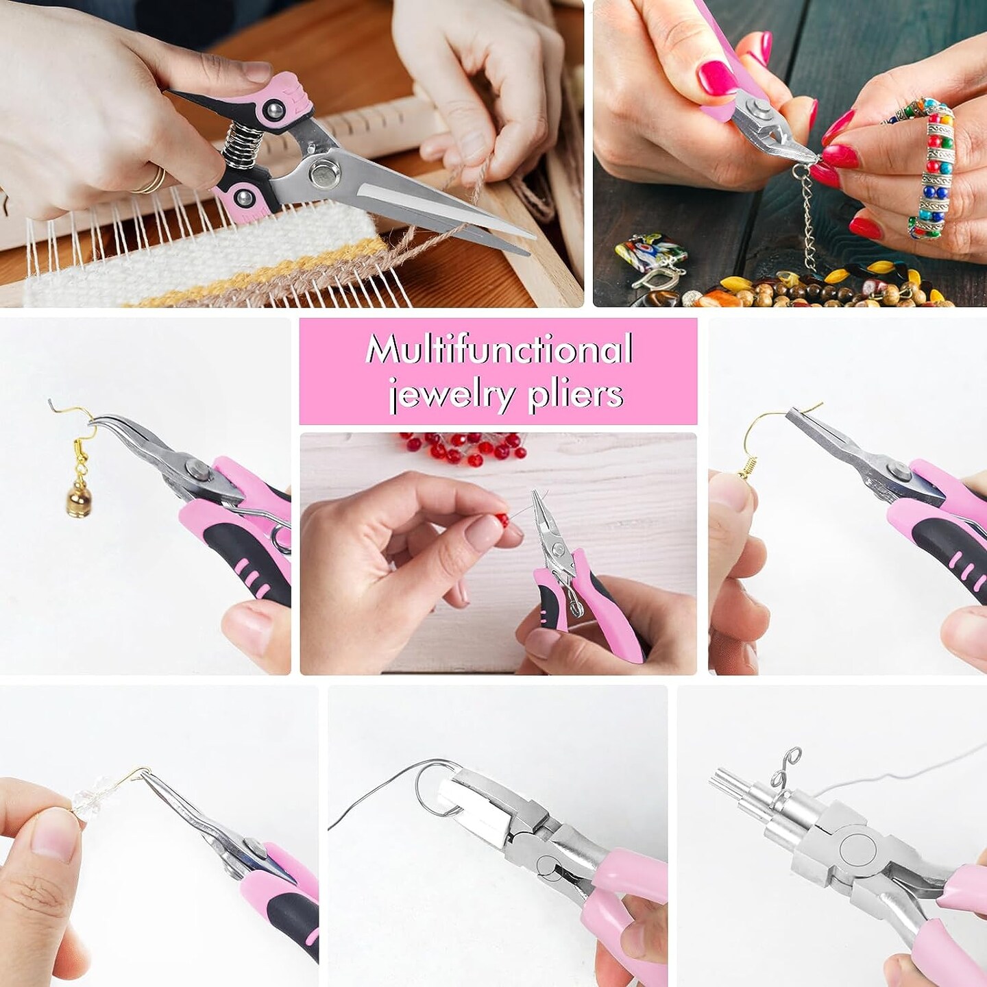 Jewelry Pliers, Jewelry Making Tools Kit, 8Pcs Micro Jewelry Pliers Set, Bracelet Tool Jewelry Helper, Stainless Steel Tweezers, Mini Pliers for Jewelry Making Supplies DIY Crafting Beading Repairing