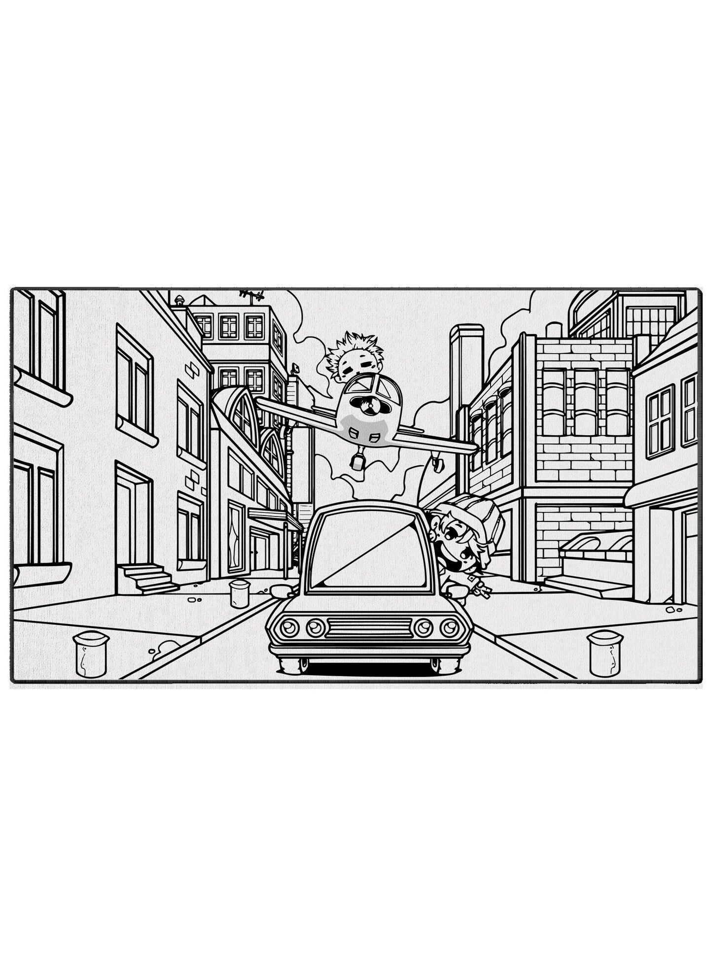 Cars Trucks Airplanes City Scene Coloring Washable Kid&#x27;s Rugs &#x26; Markers Birthday Truck Theme Decor Activity Gift For Boy Classroom Carpet