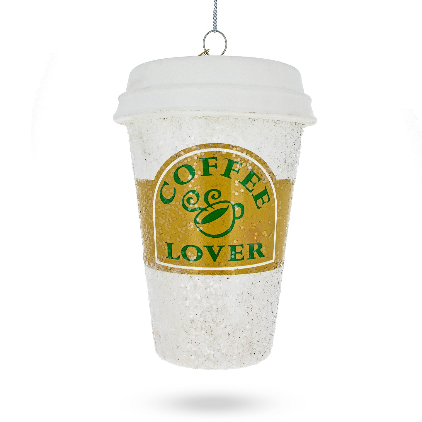 Coffee Lover&#x27;s Cup Blown Glass Christmas Ornament