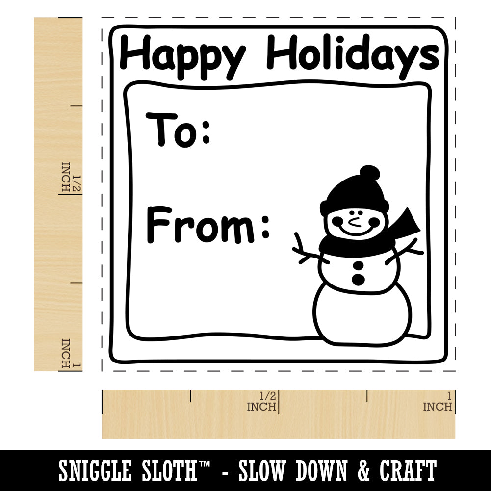 Snowman To From Happy Holidays Christmas Self-Inking Rubber Stamp Ink Stamper