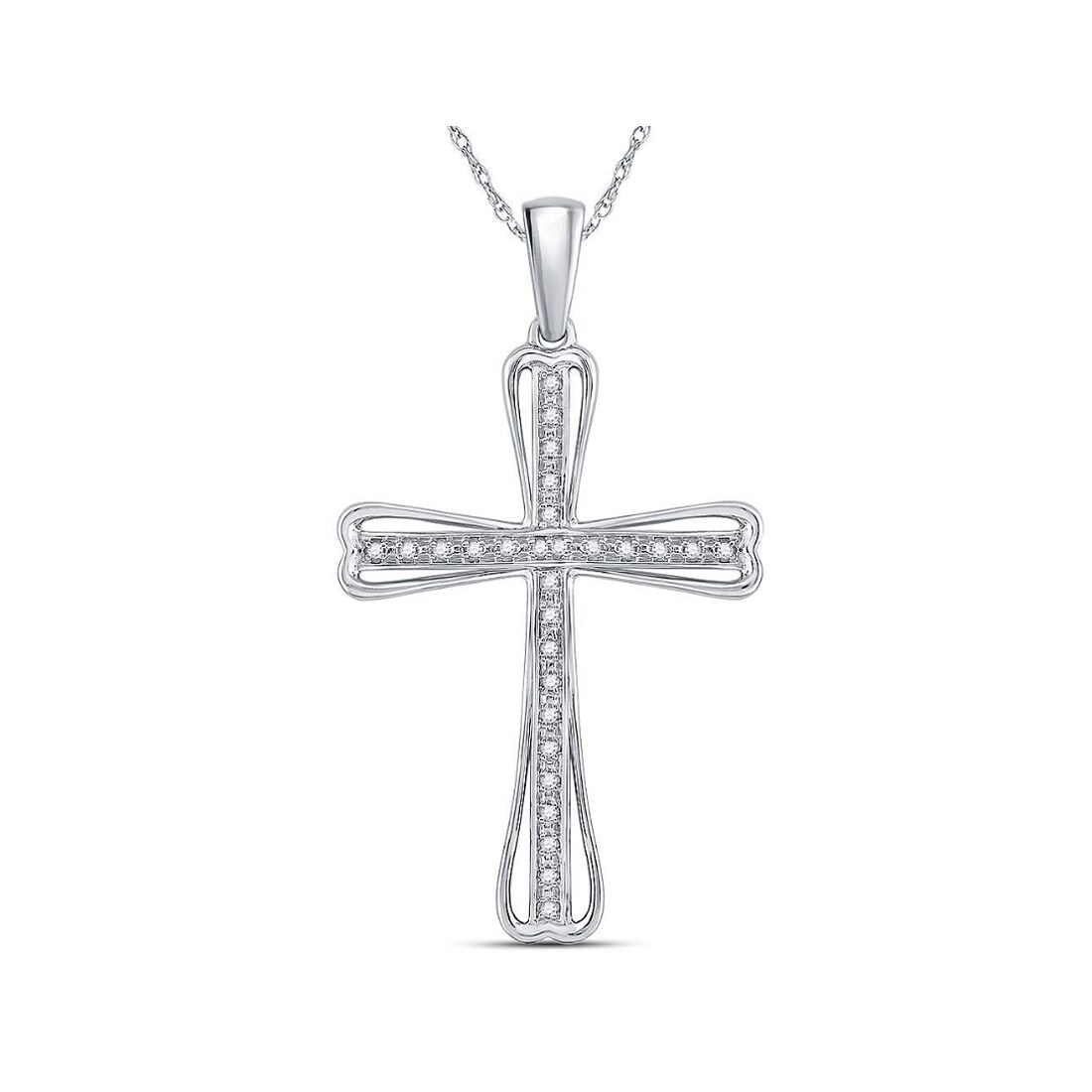 Gem And Harmony 1/10 Carat (ctw J-K I2-I3) Diamond Cross Pendant Necklace in Sterling Silver with Chain