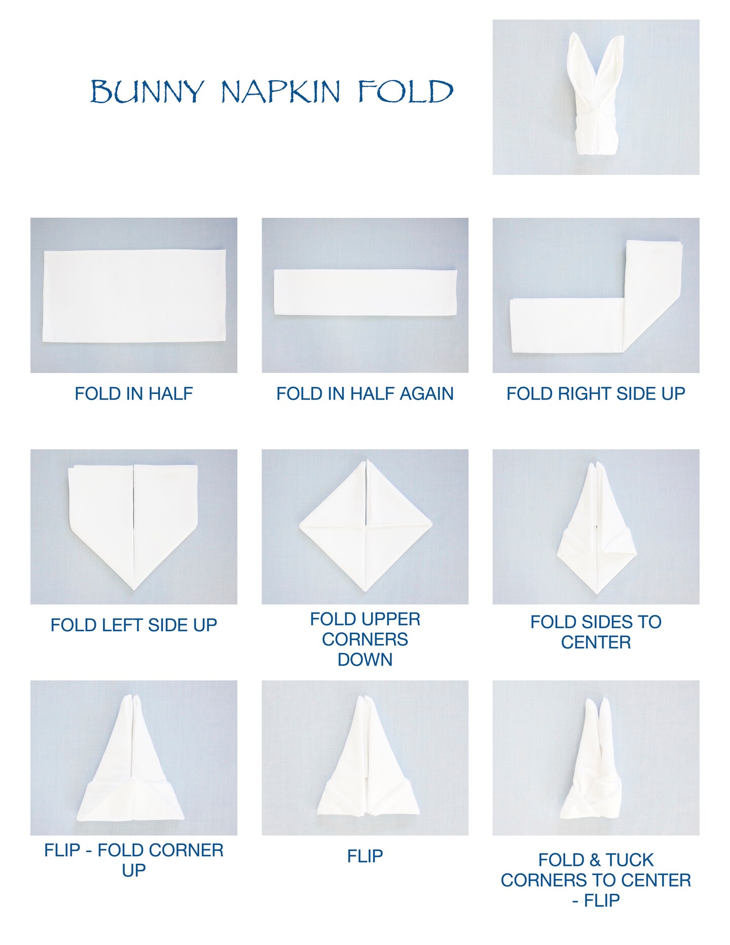 RABBIT NAPKIN FOLD, EASTER DECOR, BIRTHDAY image 2
