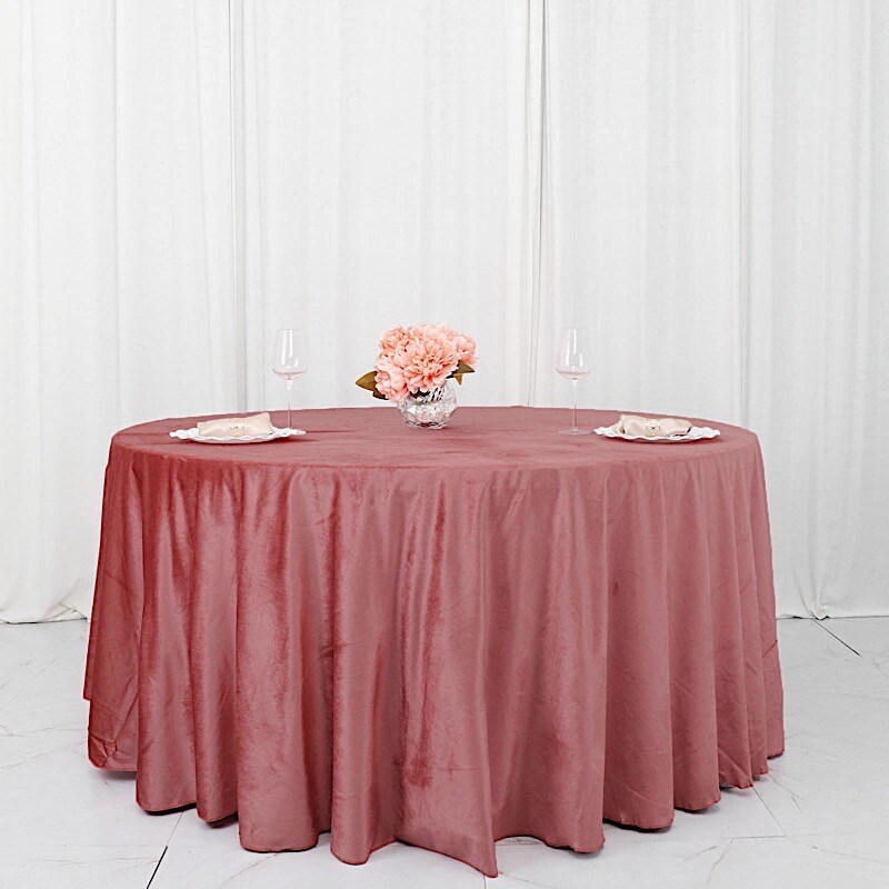 120-Inch Classic Round Premium Velvet Tablecloth