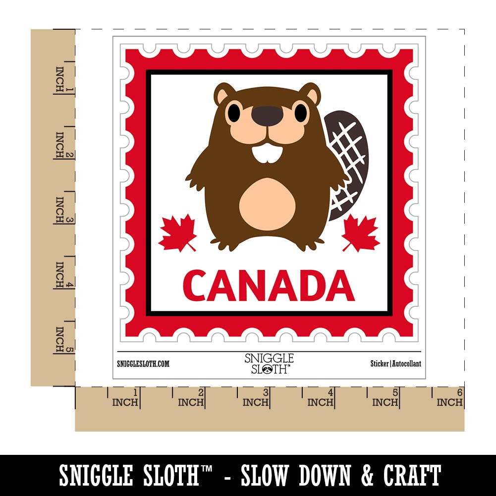 Canada Travel Beaver and Maple Leaf Leaves Waterproof Vinyl Phone Tablet Laptop Water Bottle Sticker Set - 5 Pack