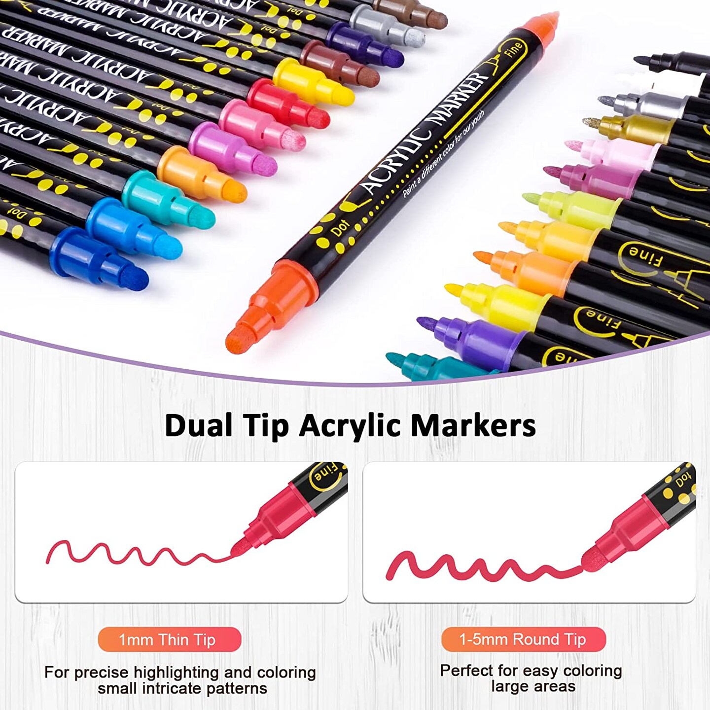 Acrylic Paint Pens and 60PCS Craft Rock Painting Set, for Wood, Canvas, Stone, Glass, Ceramic, DIY Crafts