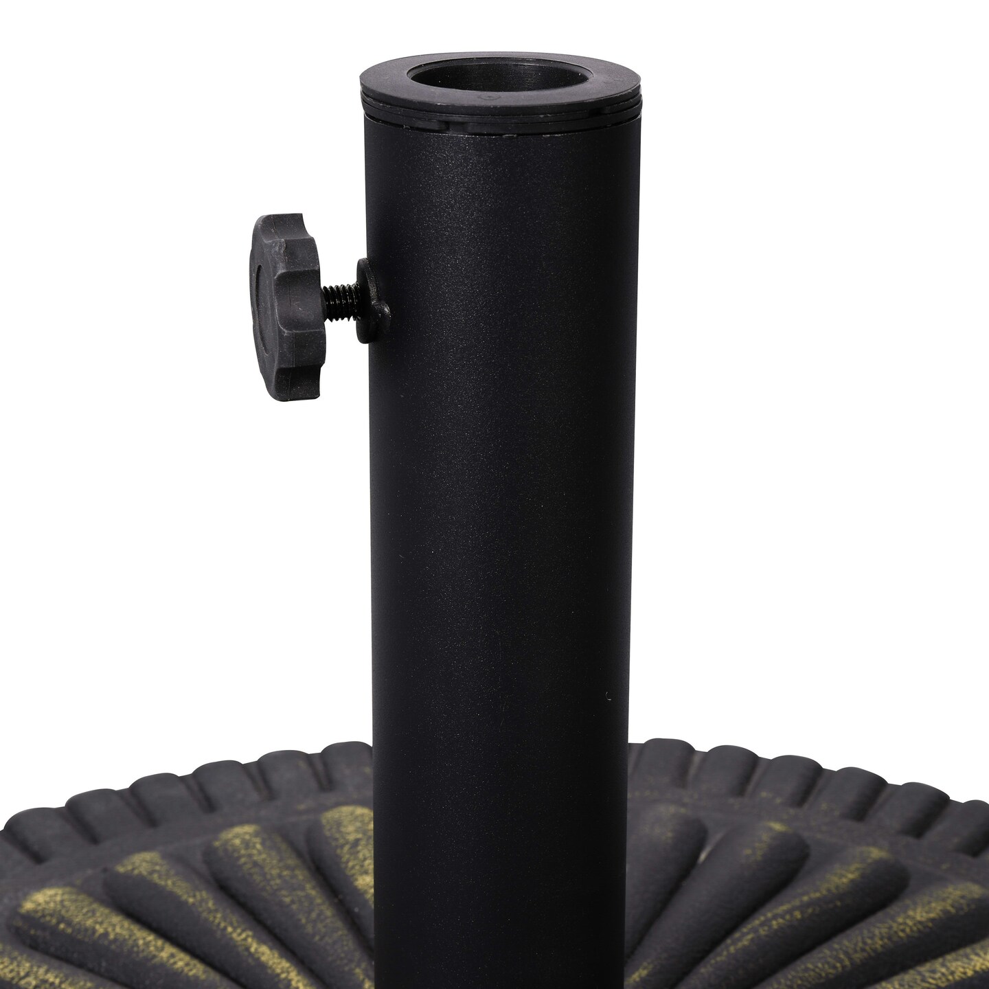 Emma and Oliver Keegan 19.25&#x22; Diameter Universal Sunburst Pattern Cement Patio Umbrella Base with Weatherproof Plastic Polymer Coating