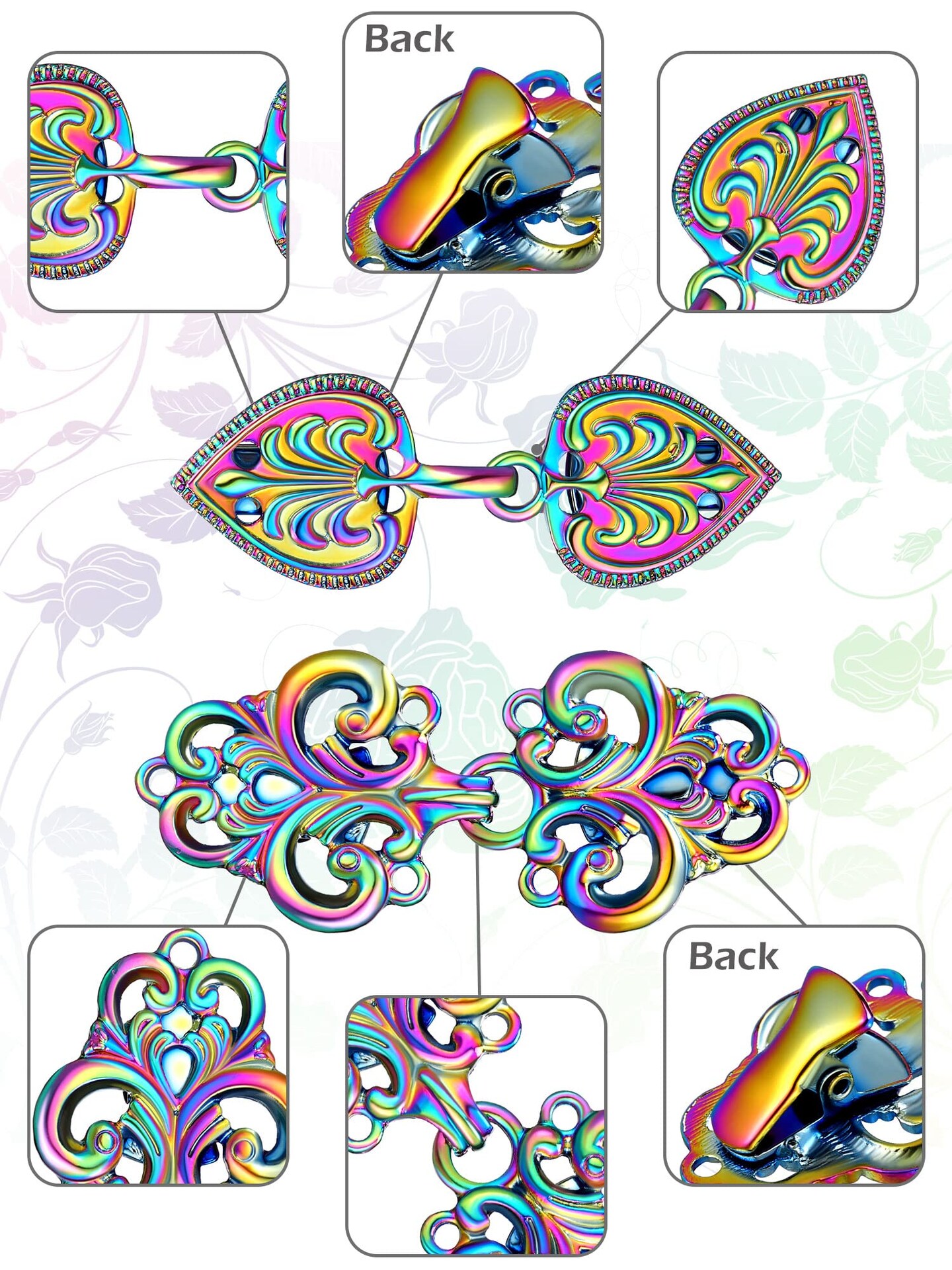 4 PCS Vintage Sweater Swirl Clip Cape Cloak Clips Retro Cardigan Clip Shawl Collar Clasp Dress Shirt Brooch Clip for Girl Women (Colorful Color, Classic)