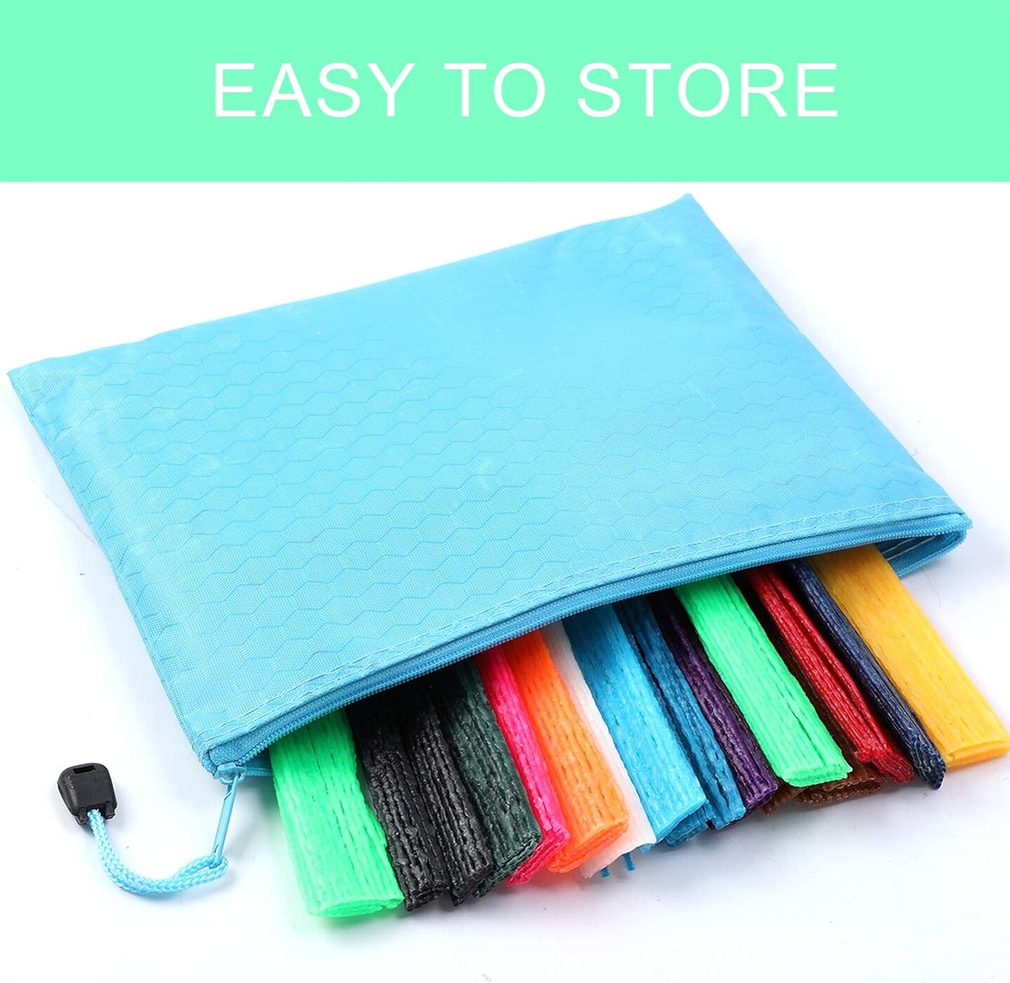 1000PCS Wax Craft Sticks Bendable Sticky Wax Yarn Sticks in 13 Colors with Blue Storage Bag for Kids DIY Art Supplies