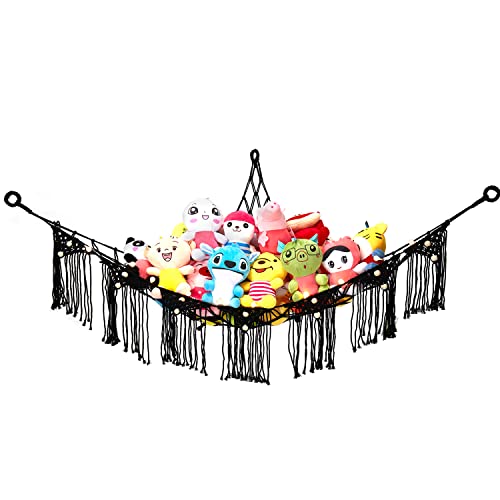 Stuffed Animals Net, Toy Hammock for Stuffed Animals, Jumbo Toy Storage Net 83&#x22; Wall Sling Corner Extra Large Kids Children Mesh Toy Net Organizer (Gray, 83 Inch)