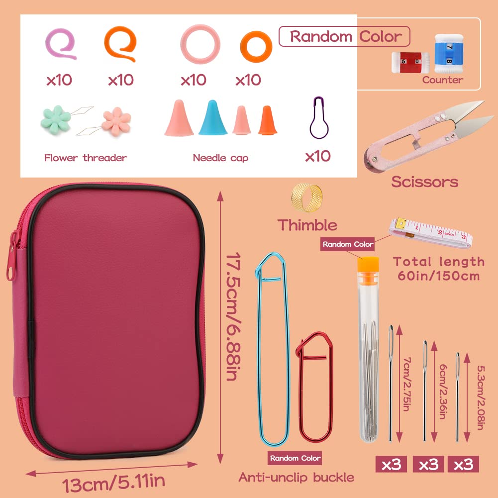 96 Pieces Crochet Hooks Kit, Crochet Needles Set with Storage Bag, Aluminum Crochet Hooks with Stitch Markers and Large-Eye Blunt Needles for Experienced Crochet Hook Lovers