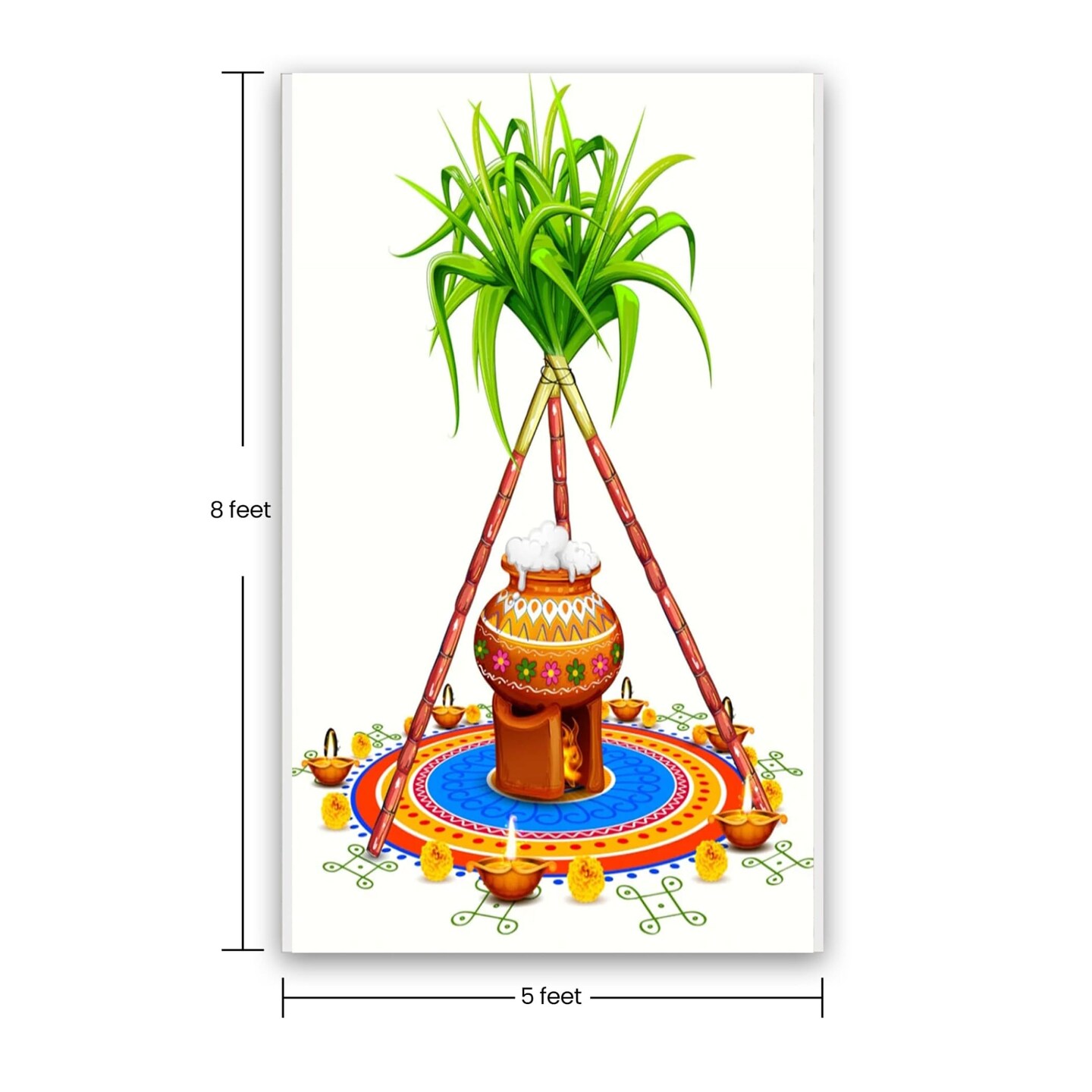 Ugadi Backdrop Banner 5x8 Feet Pongal Decor Indian Harvest Festival Background Holiday Banner Wall Backdrop for Photography Pongal Ugadi Party Celebration - Decorative Photo Props
