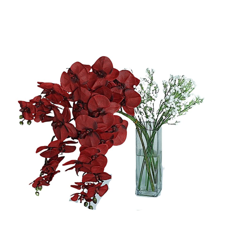 Graceful Silk Orchid Flower Stems: Set of 2, 40-Inch Artificial Centerpieces