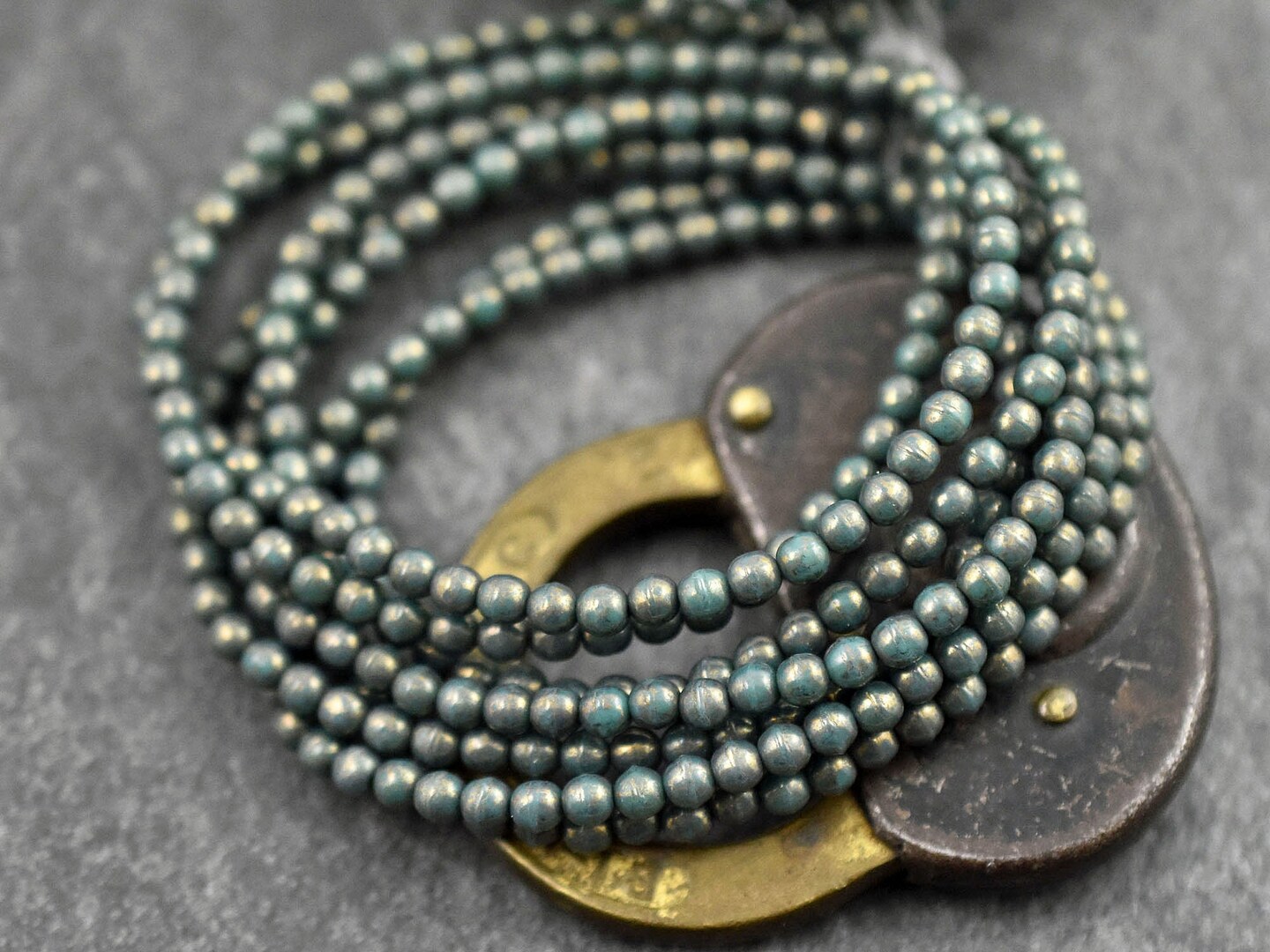 *50* 3mm Gold Washed Persian Turquoise Round Druk Beads