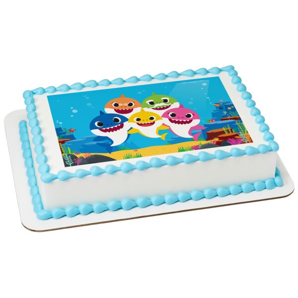 Baby Shark Jawsome! Edible Cake Topper Image - 1/4 Sheet