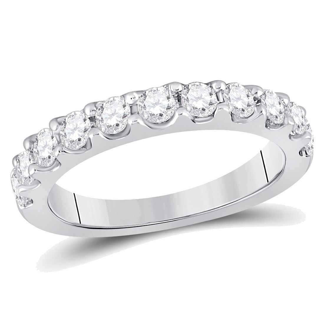 Gem And Harmony 7/8 Carat (ctw H-I I1-I2) Diamond Wedding Band Anniversary Ring in 14K White Gold
