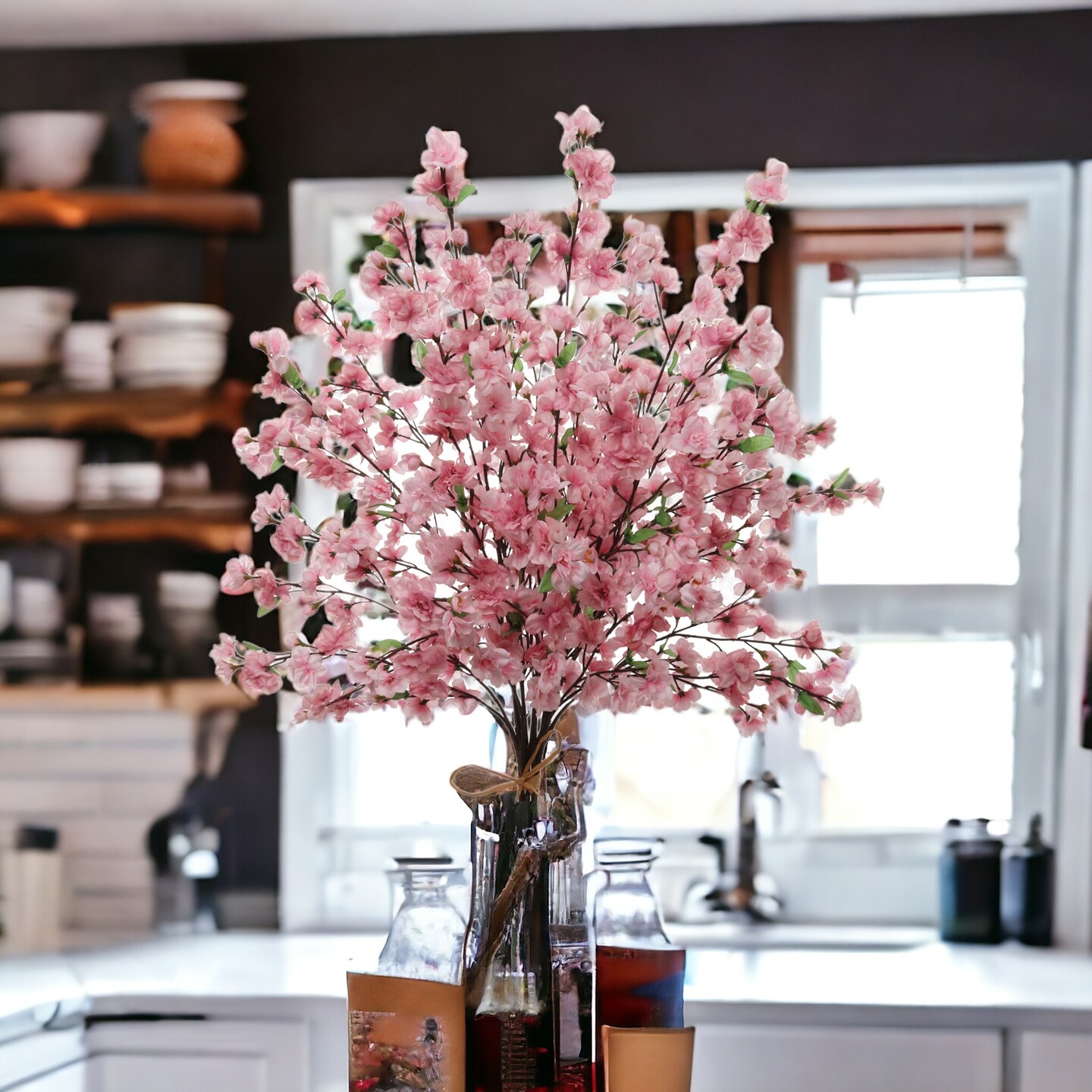 6-Pack: 36&#x22; Dark Pink Cherry Blossom Stems, Floral Home by Artificial Flowers