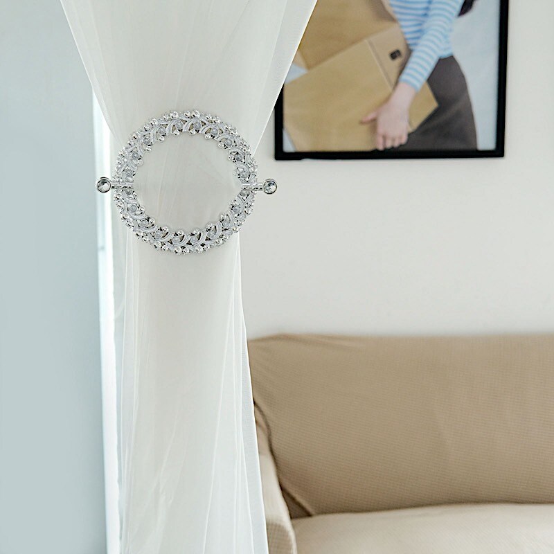Set of 2 Round 7-inch Acrylic Crystal Curtain Tie Backs for Events