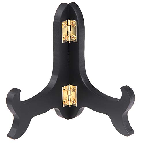 LOCOLO 6 Packs Black Wooden Display Stand Plate Holder Easels Picture Frame Holder (4 inch)