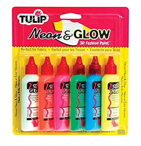 6 Pieces 3D Fabric Paint, , Neon and Glow, 1.25 Fl Oz (Pack of 1)