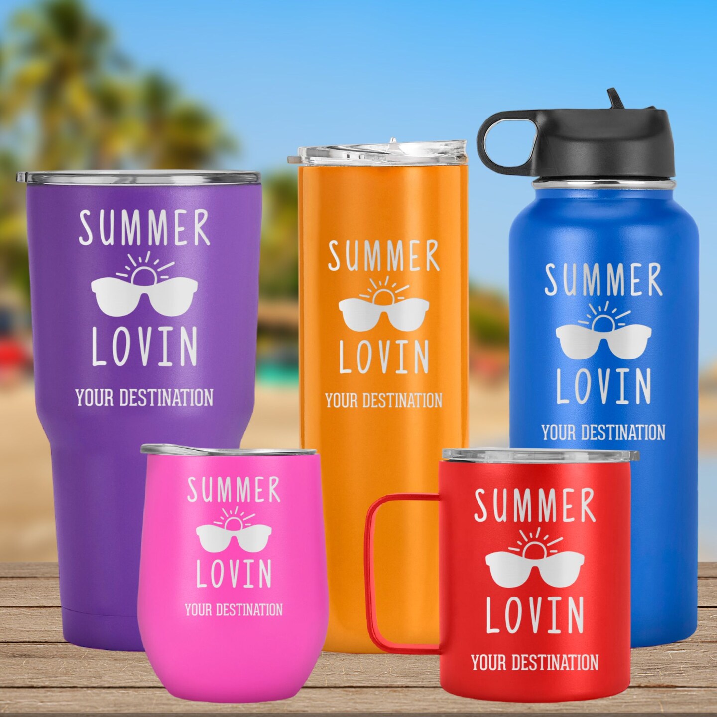 Personalized VACATION Tumblers, 'Summer Lovin' Custom Destination ...