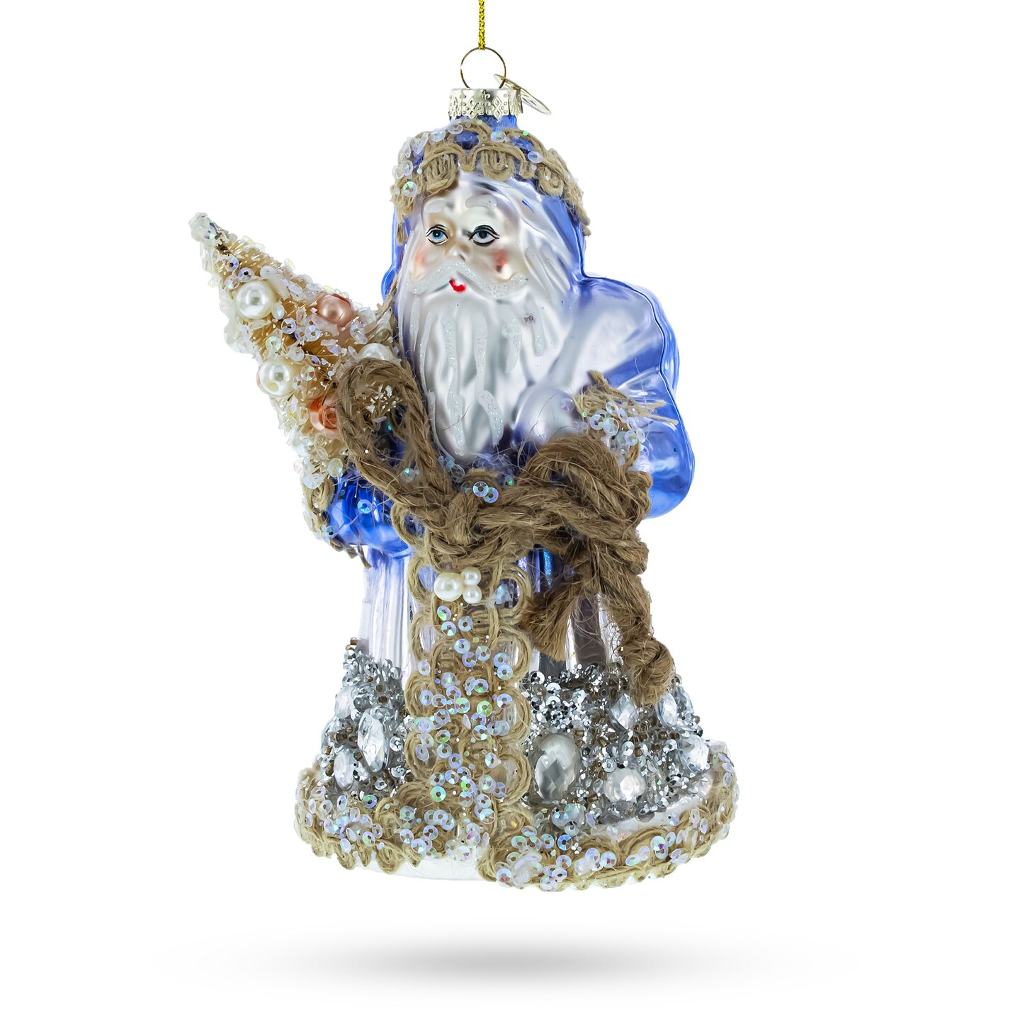 Did Moroz with Rope Blown Glass Christmas Ornament