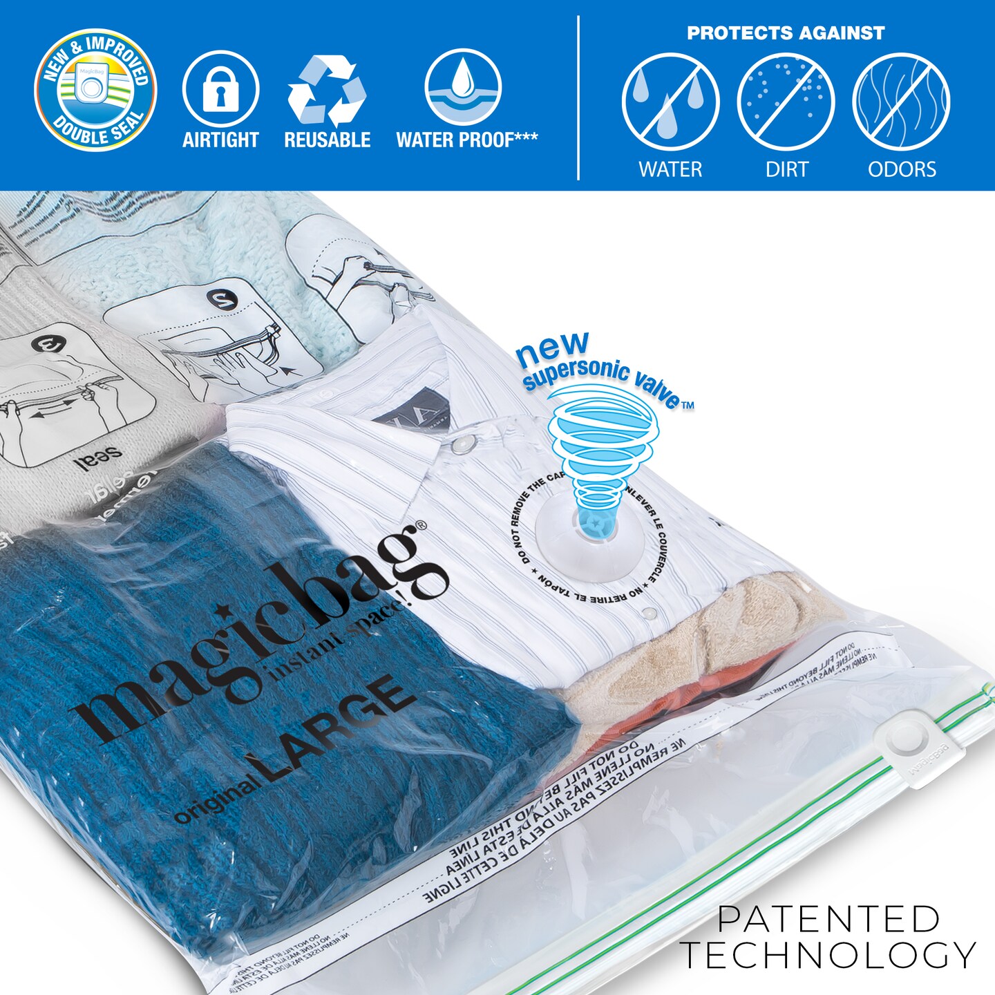 MagicBag Smart Design Set of 6 Instant Space Saver Storage - Flat Large