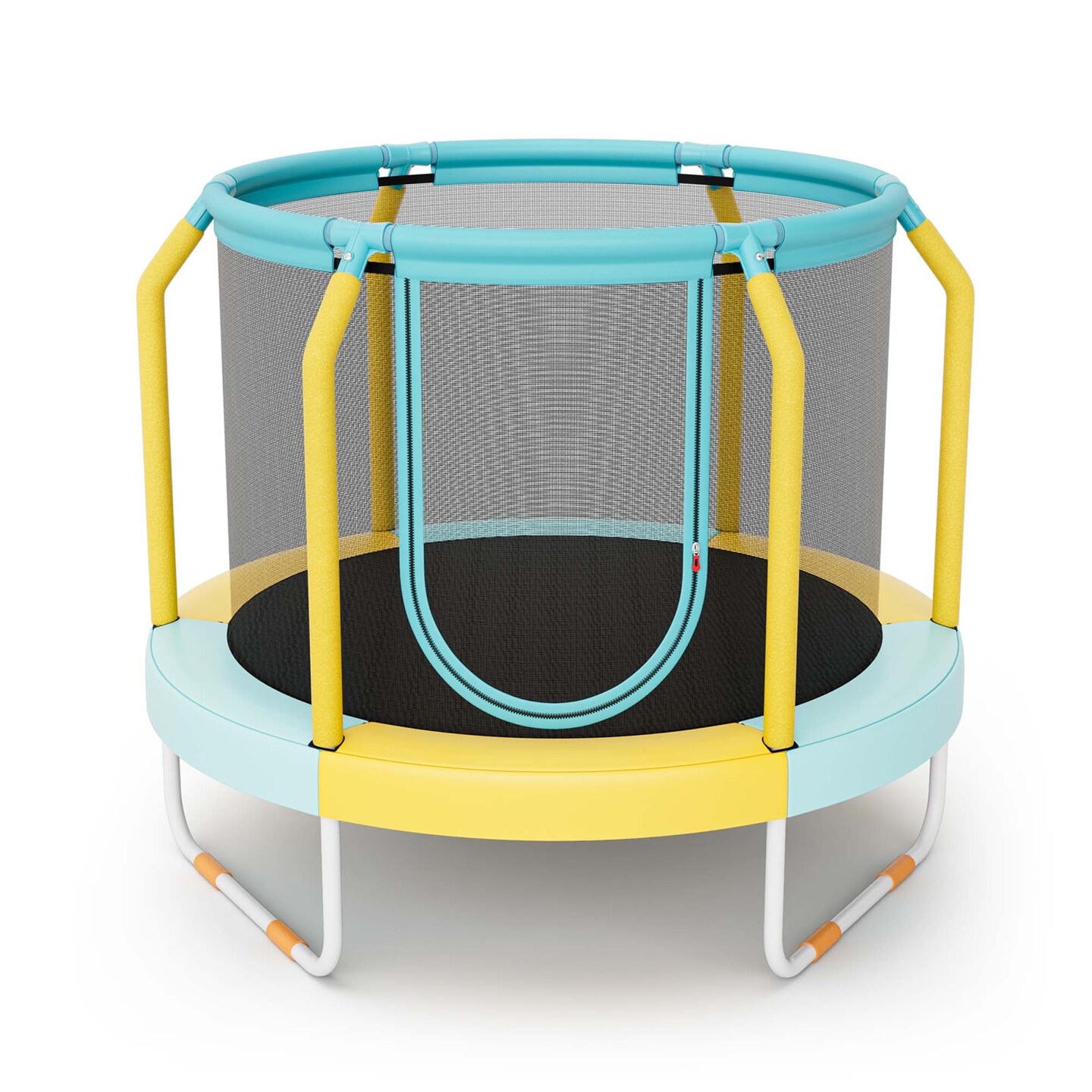 Costway 48&#x22; Mini Trampoline with Enclosure Heavy-Duty Metal Frame U-shaped Legs Orange/Yellow
