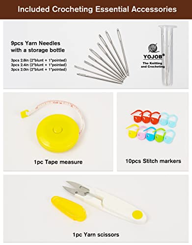 14 Sizes Crochet Hooks Kit, Super Smooth Crochet Hook Needle for Beginners or Advanced (Coffee)