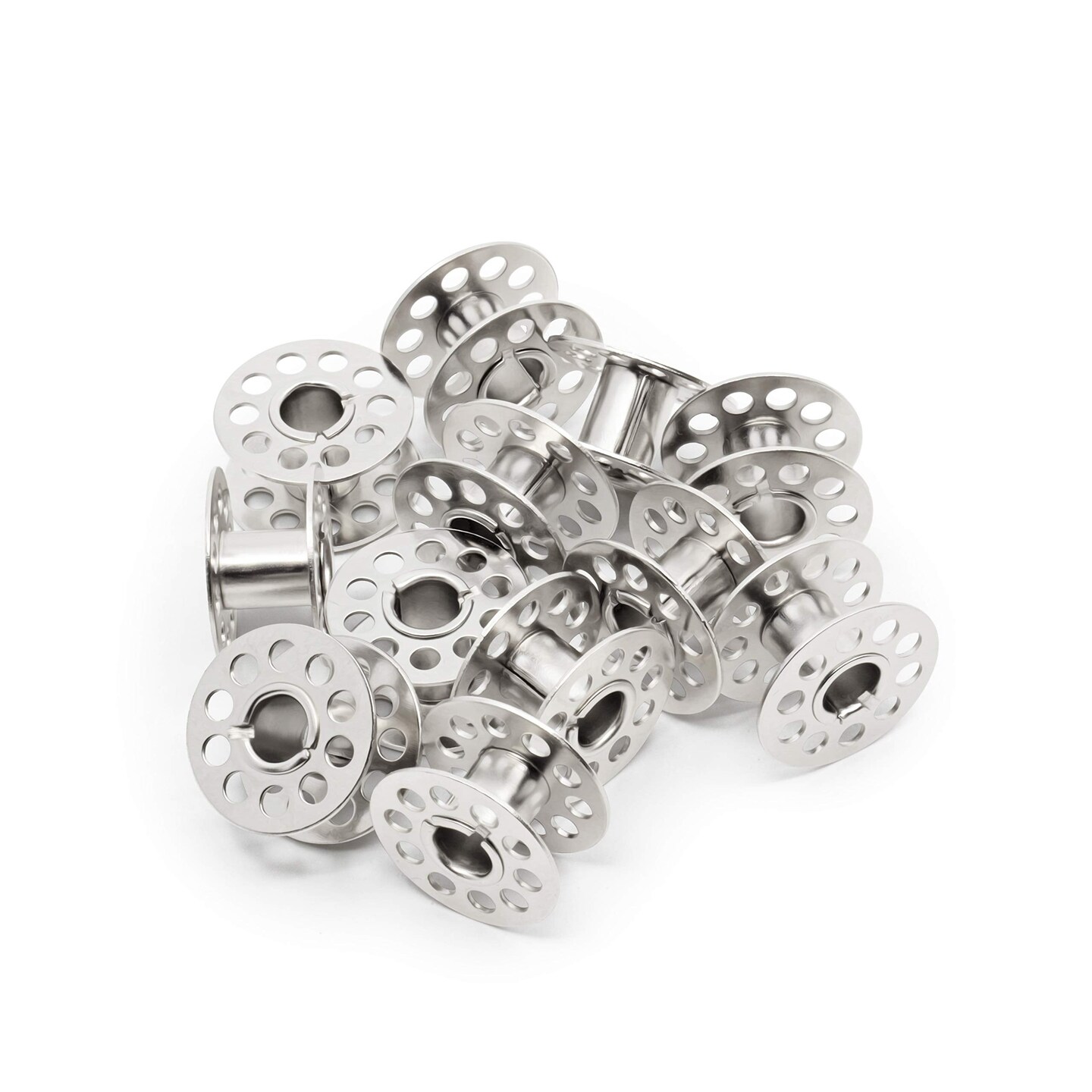 939 Bobbins, Class 15, Metal, Includes Reusable Storage Box, (12-Count), Silver