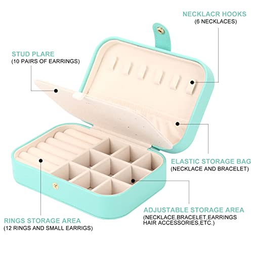 Jewelry Box, Travel Jewelry Organizer Case Small Jewelry Storage and Organizers Craft Containers Travel Mini Organizer/GREEN