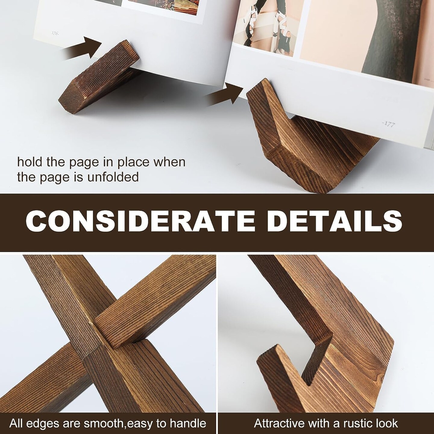 BOTSROOM Plate Stands for Display - 6.5 Inch Plate Holder Display Stand, Wooden Picture Frame Stand, Small Photo Stands for Table, Decorative Plaque Easels Stand for Display