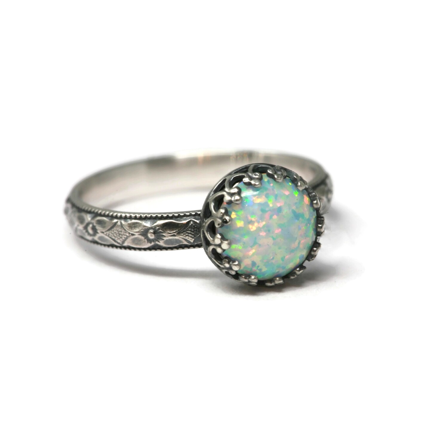 8Mm Simulated Opal Ring Symmetrical Flower Crown By Salish Sea Inspirations