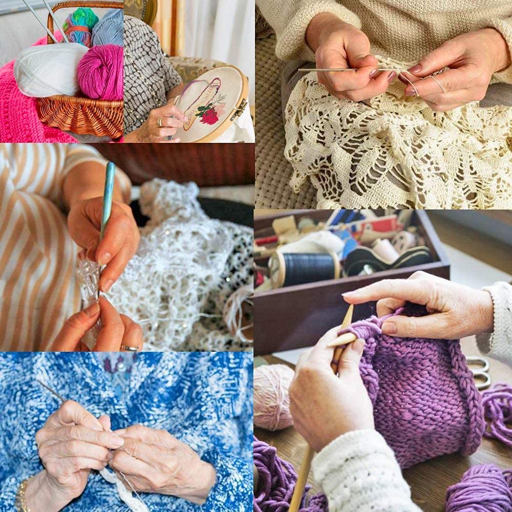 100 Pieces Crochet Hook Set with Yarn Knitting Needles Sewing Tools Full Set Knit Gauge Scissors Stitch Holders Household Tool Kit