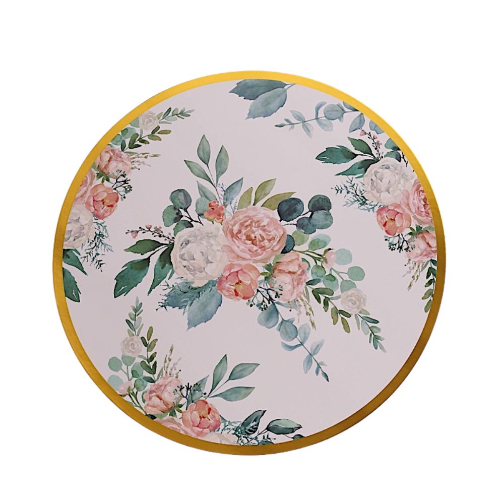 6 Floral Design Disposable Paper Charger Plates