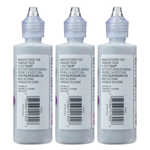 3 Pieces Dimensional Fabric Paint 4 oz Glitter Silver , 4 Fl Oz (Pack of 3), 3 Count