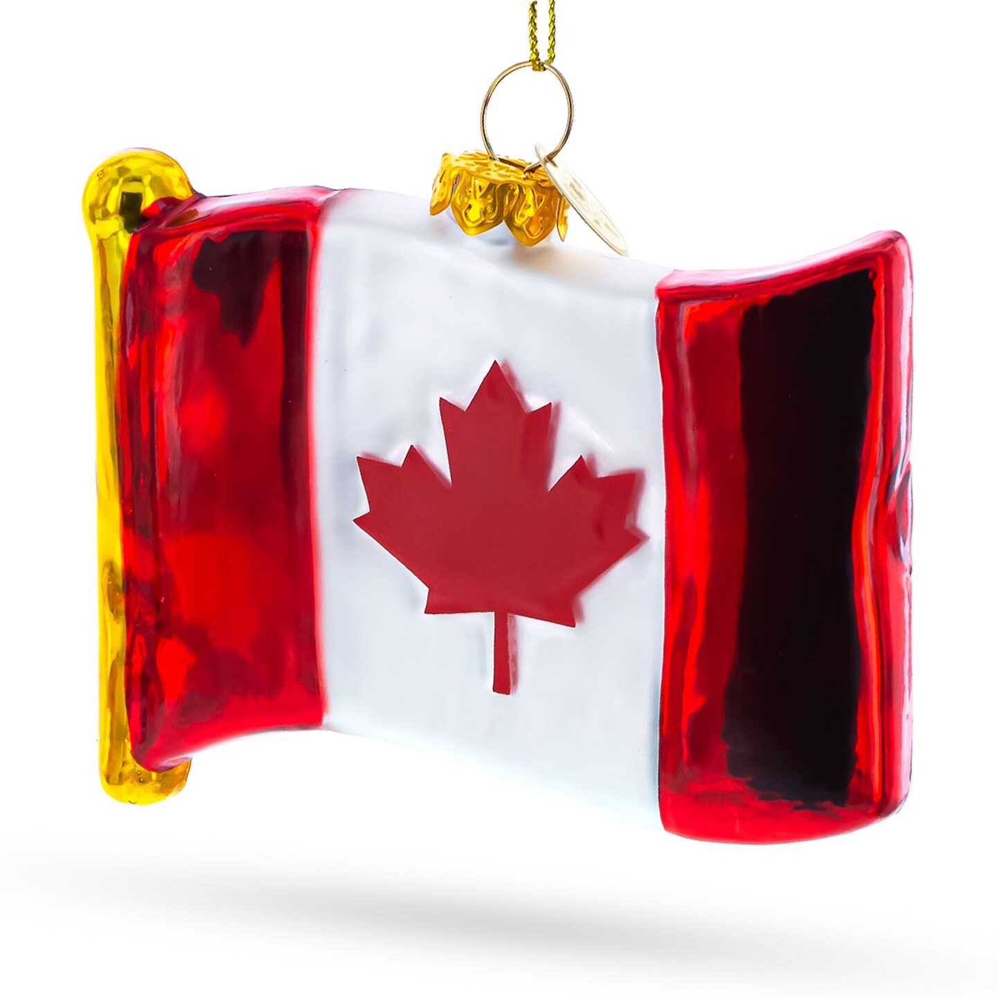 Waving Flag of Canada Blown Glass Christmas Ornament