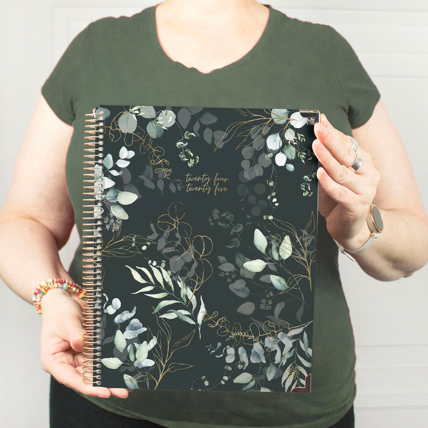 bloom daily planners 2024-25 Hard Cover Planner, 8.5&#x22; x 11&#x22;, Eucalyptus, Green
