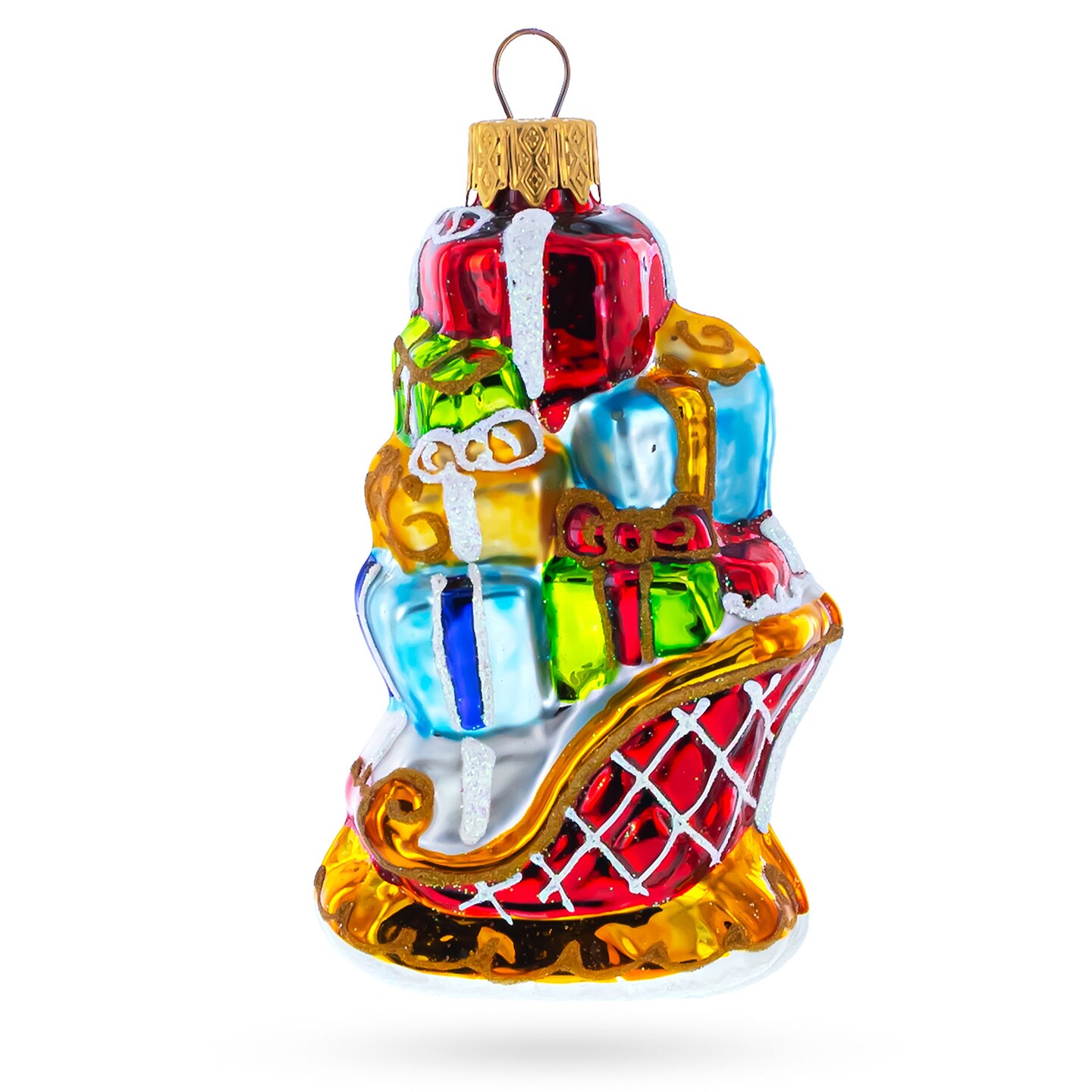 Sleigh Full of Gifts Mini Glass Christmas Ornament