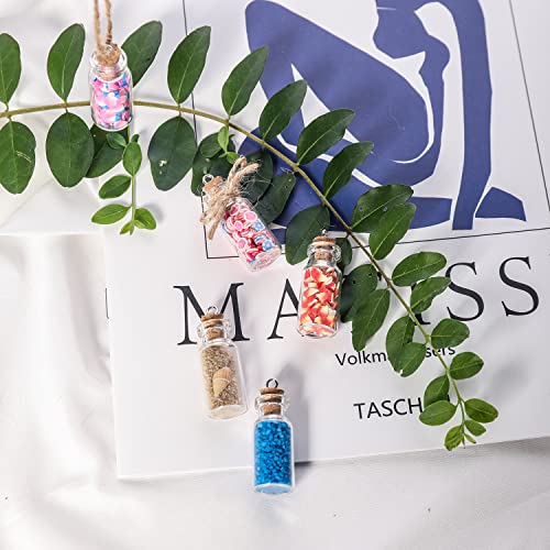 Minsily 100 Pcs 2ml Mini Small Glass Bottles with Cork Stoppers 20 Meters Twines Tiny Jars Mini Tall Vials Clear Mini Vials with Eye Screws Corked Bottles DIY Arts Crafts Decoration Party Favors Gift