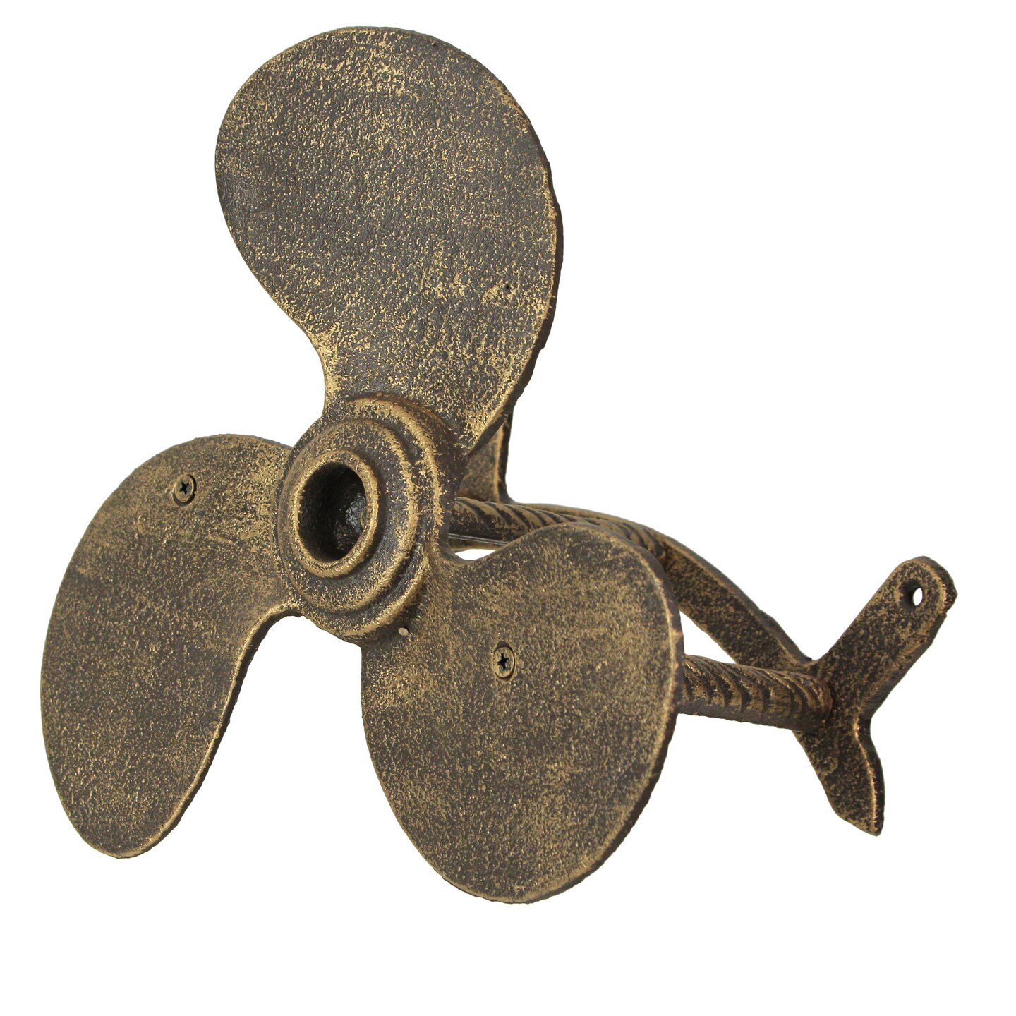 Bronze Cast Iron Boat Propeller Wall Mounted Decorative Garden Hose Holder Decor