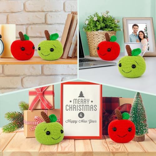 Crochet Kit for Beginners, Beginner Crochet Starter Kit with Step-by-Step Video Tutorials, Learn to Crochet Kits for Adults Kids, DIY Knitting Supplies, Apple Couple (40%+ Yarn)