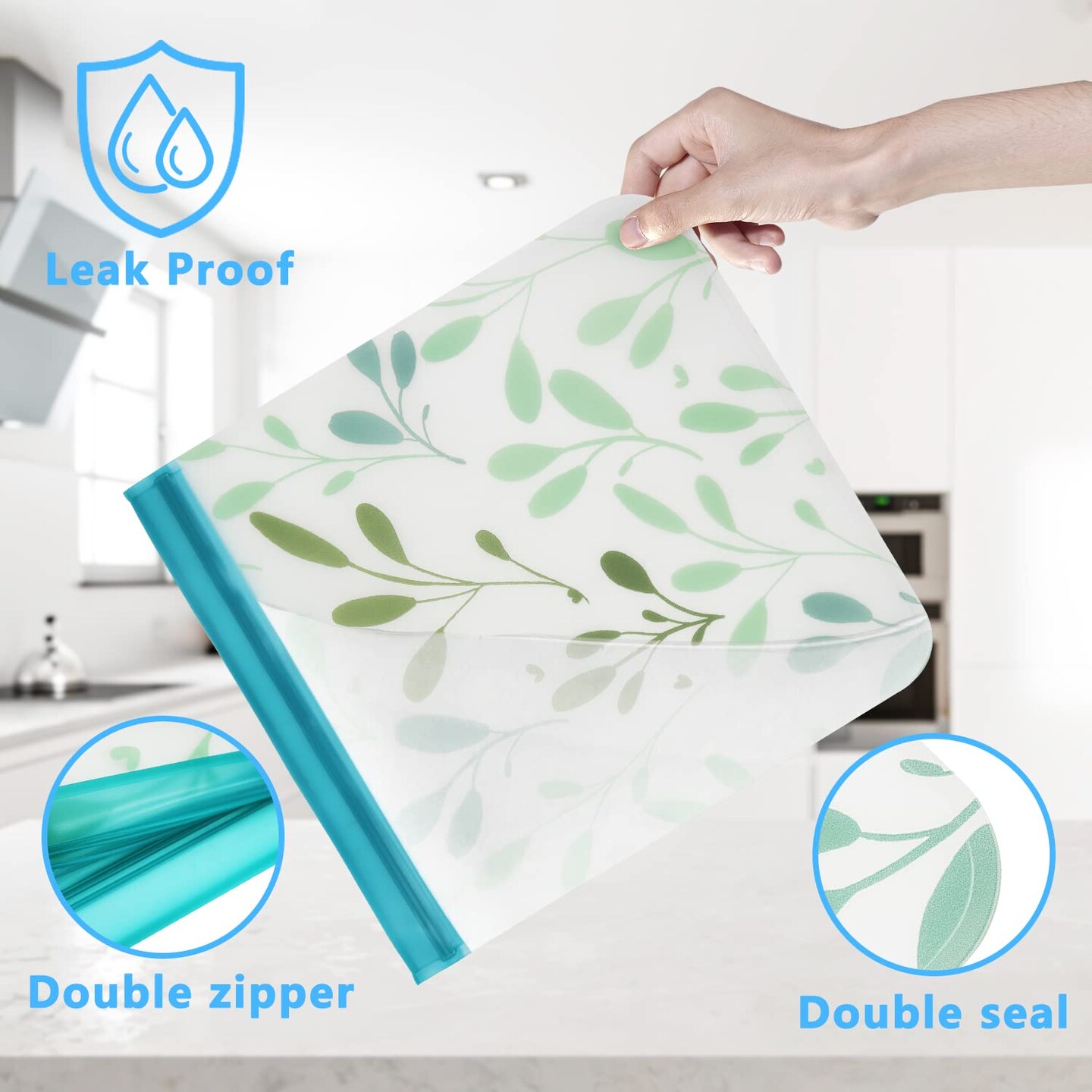 10 Pieces Dishwasher Safe Reusable Bags Silicone, Leak proof Reusable Freezer Bags for Food Storage Home Organization Traval &#x26; Make-up BPA FREE for Food Storage Home BPA FREE for Salad Fruit