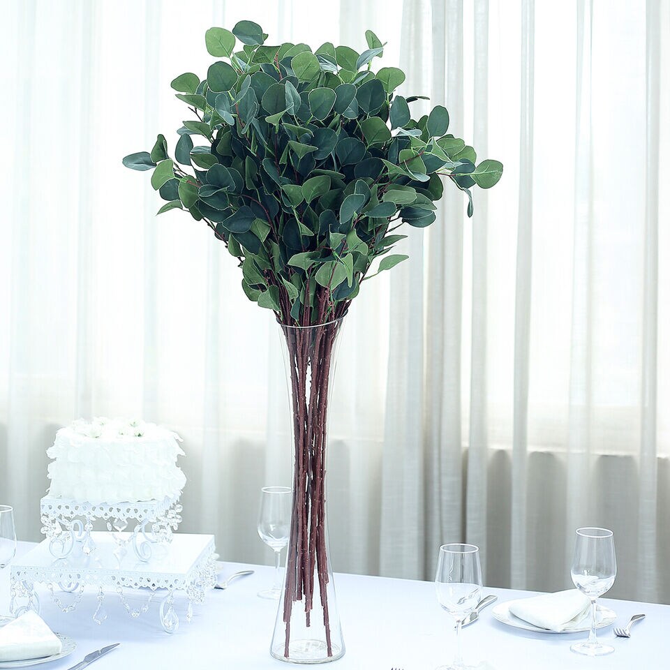 2 pcs 36-Inch tall Green Stems Artificial Eucalyptus Greenery