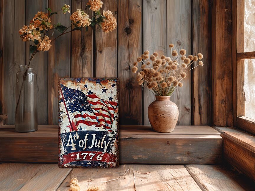Primitive Americana Decor American Flag Sign Independence Day 4th