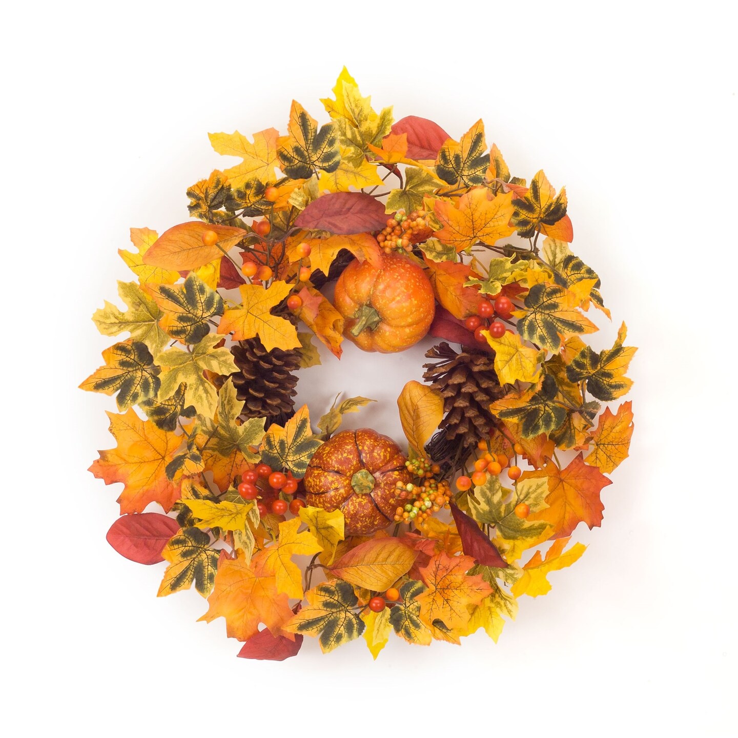 Melrose Pumpkin and Gourd Fall Harvest Candle Ring - 20.5&#x22; - Orange