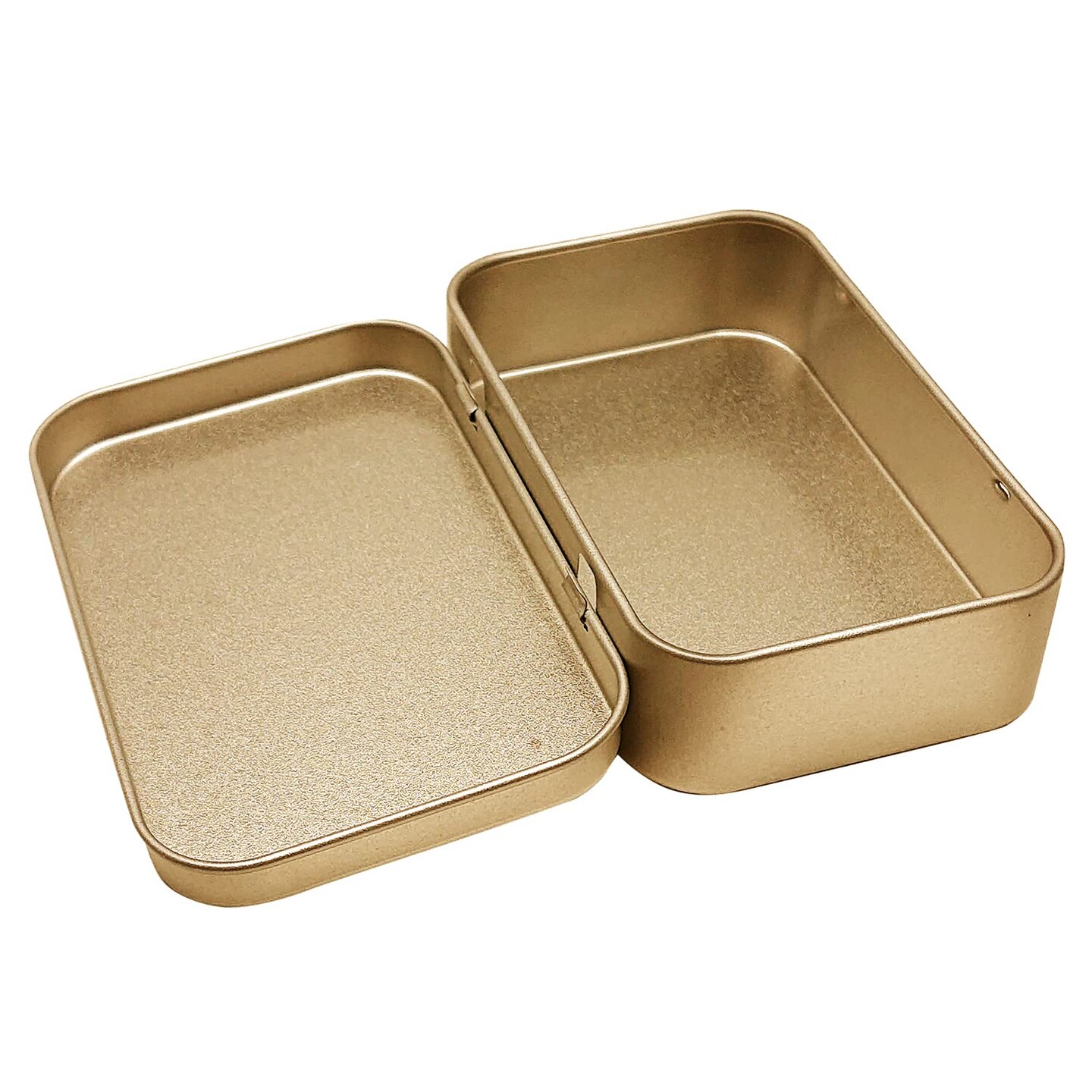 4 Pieces Tin Box Containers 3.7 x 2.4 x 0.8 Inch Metal Tins Storage Box with Hinge Lids, for Home Storage, Outdoor Active Storage Containers, Home Organizer Small Tins, Gold