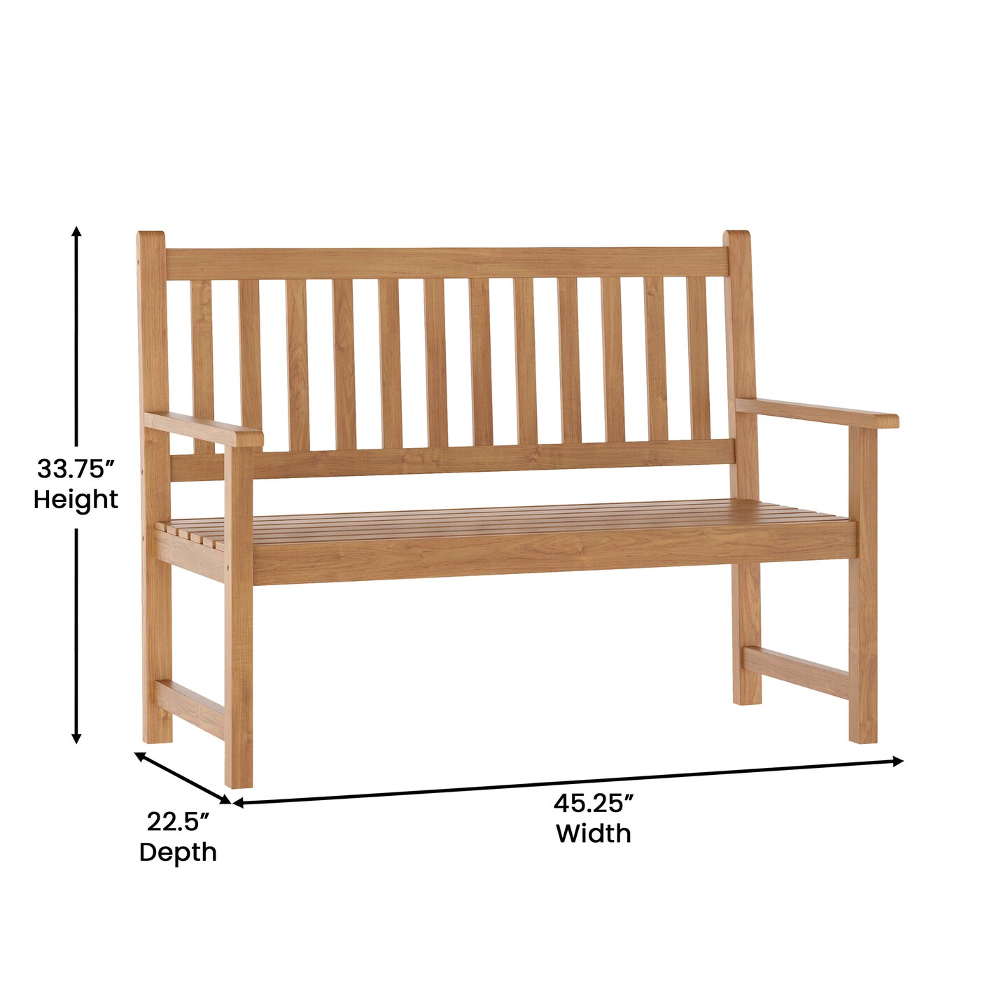 Merrick Lane Andover Indoor/Outdoor Patio Bench/Dual-Person Loveseat with Slatted Acacia Wood Design for Use in Sunroom, Backyard, Porch, or Garden