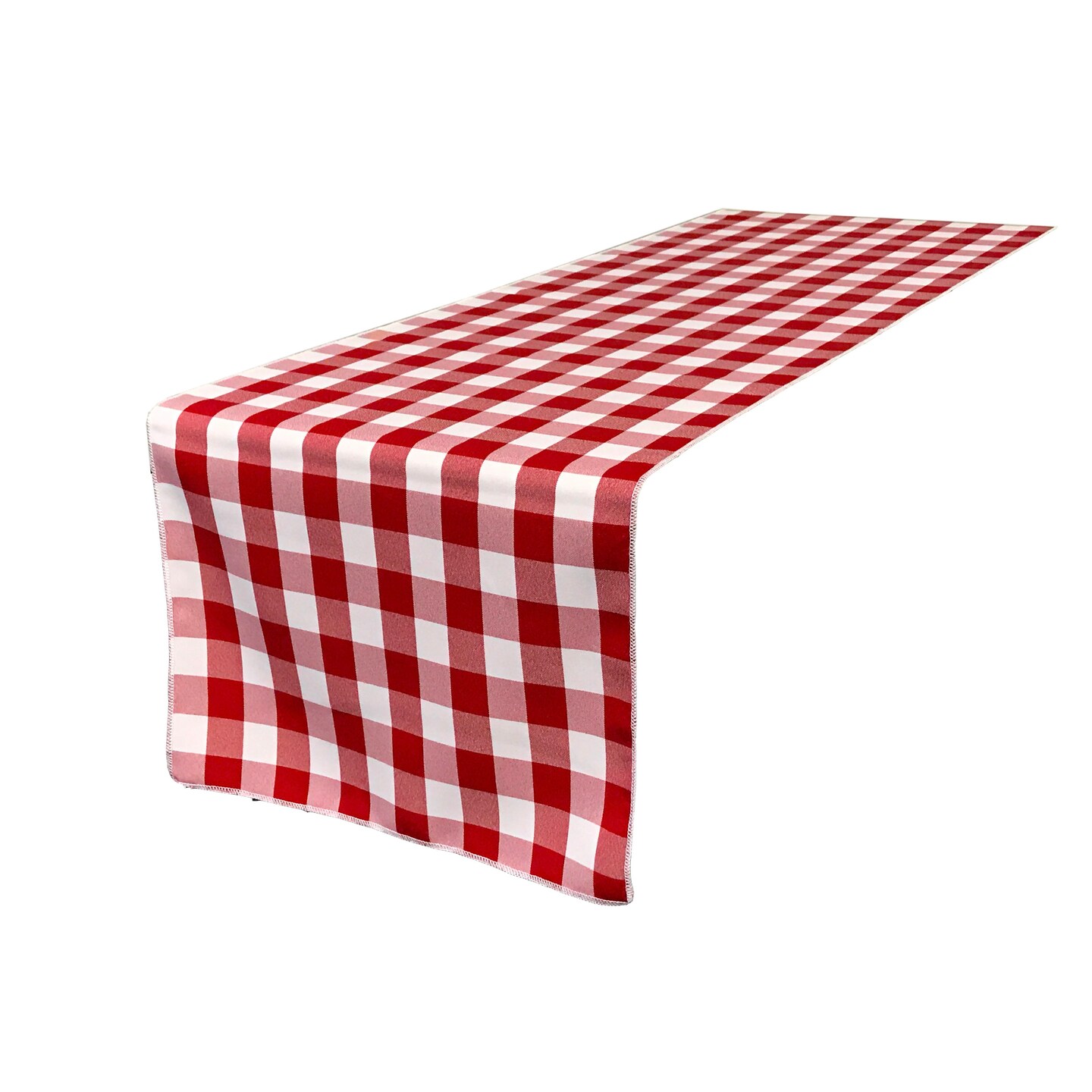 Polyester Gingham Checkered Table Runner 14 x 108 Inch Reversible Stain Wrinkle Resistant